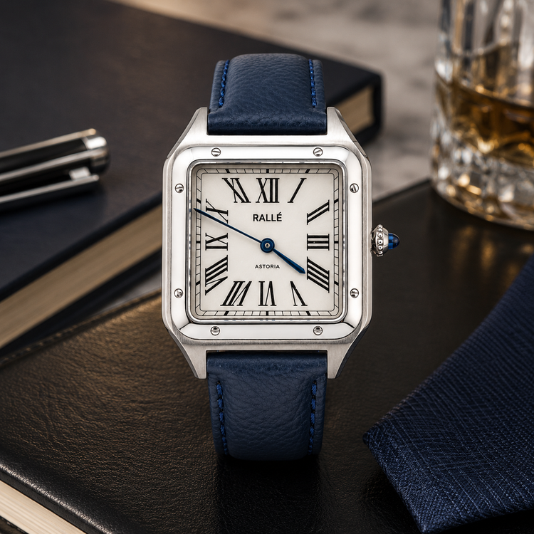 RALLÉ Astoria – Square Roman Numeral Stainless Steel Watch