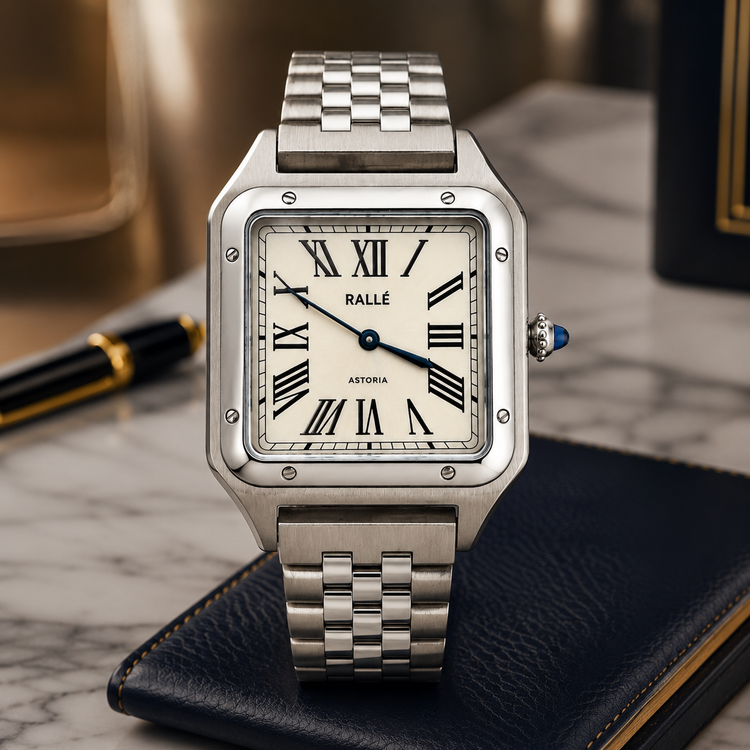 RALLÉ Astoria – Square Roman Numeral Stainless Steel Watch
