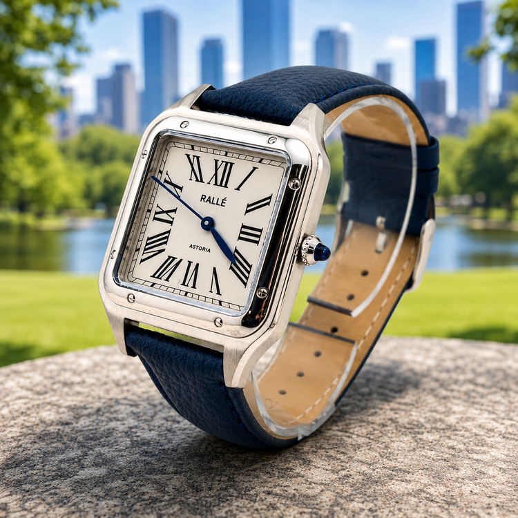 RALLÉ Astoria – Square Roman Numeral Stainless Steel Watch