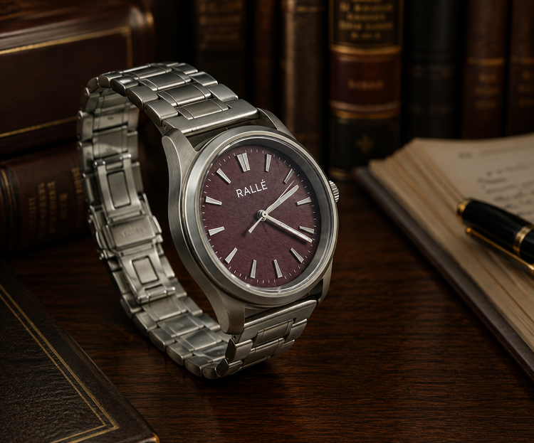 RALLÉ Hawthorne 40mm VH31 Quartz Watch | Maroon Dial