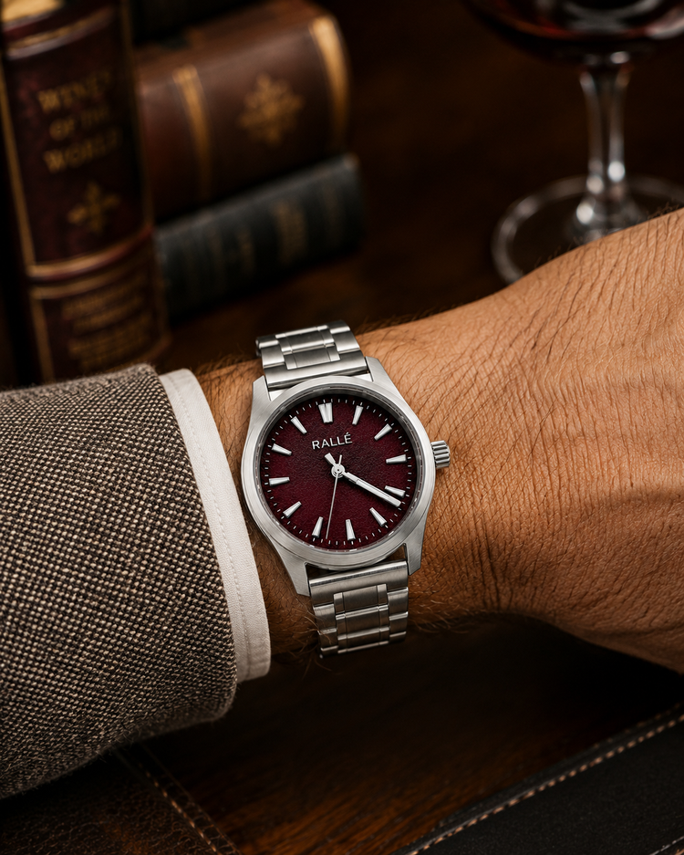 RALLÉ Hawthorne 40mm VH31 Quartz Watch | Maroon Dial