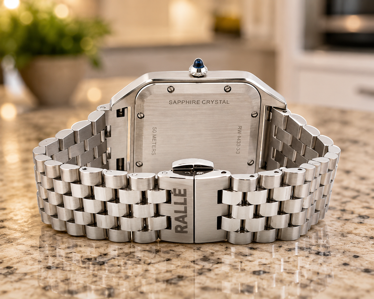 RALLÉ Astoria – Square Roman Numeral Stainless Steel Watch