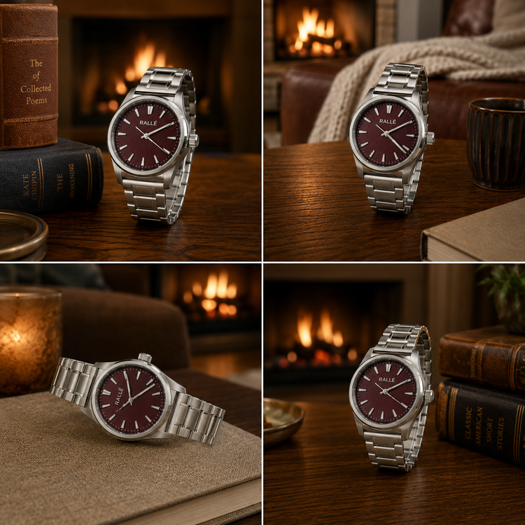 RALLÉ Hawthorne 40mm VH31 Quartz Watch | Maroon Dial