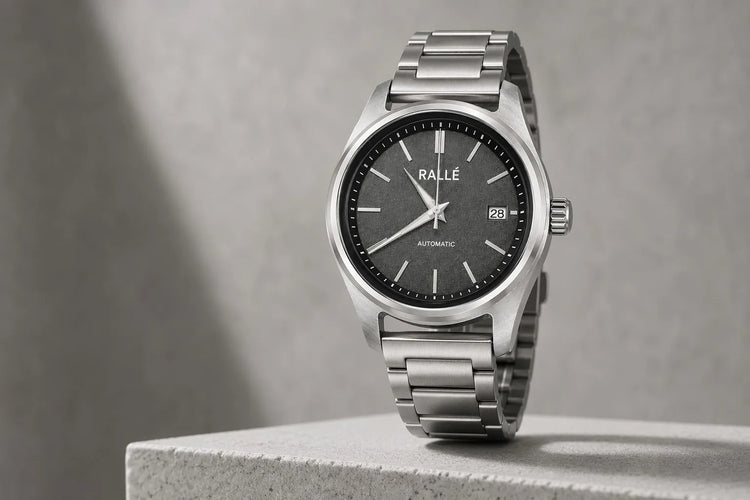 Rallé Solara Watch - Elegant studio shot showing refined watch design and precision detail.