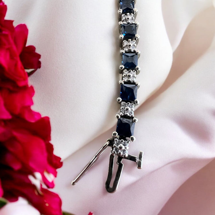 Ralle Midnight Blue Sapphire & Diamond Tennis Bracelet - Alternate view showing premium sapphire and diamond details
