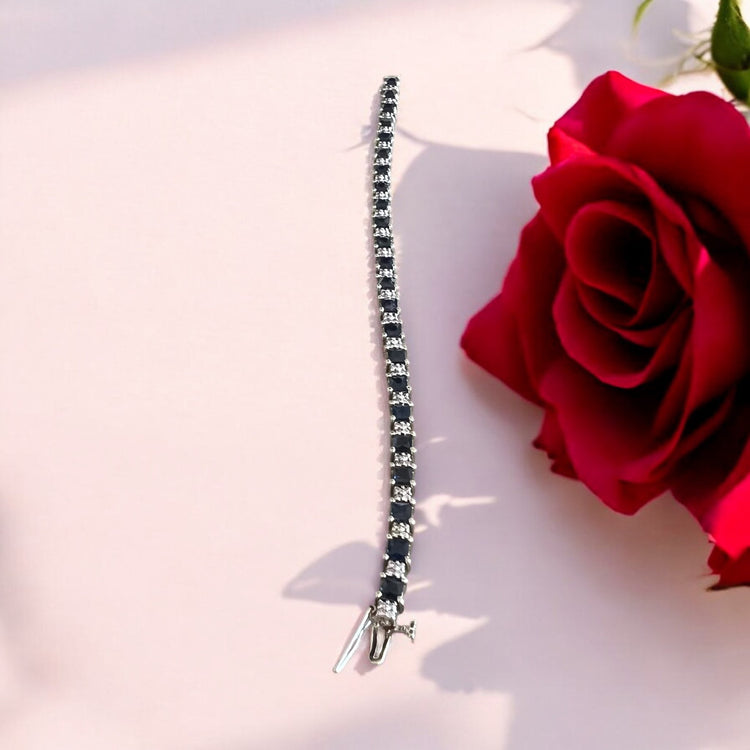 Midnight Blue Sapphire & Diamond Tennis Bracelet