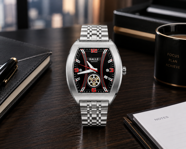 RALLÉ Vector Automatic Men's Watch | Miyota 8215 | Black Dial | Sapphire Crystal