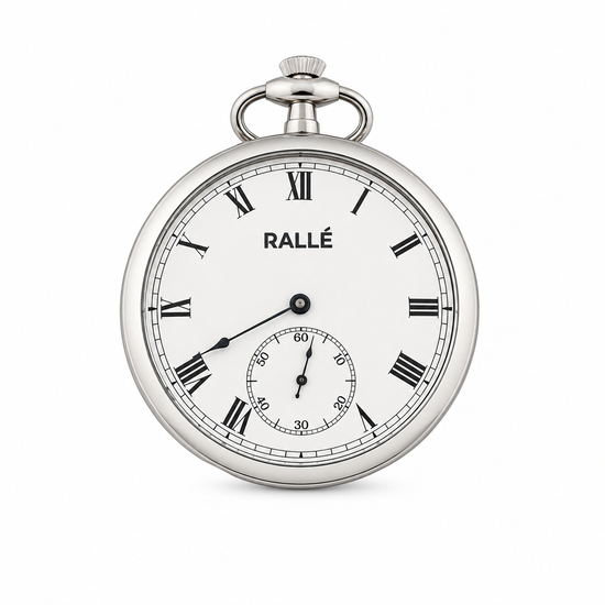 Rallé Vintage Mechanical Pocket Watch - Angled view showing refined craftsmanship and premium detail.