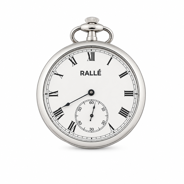 Rallé Vintage Mechanical Pocket Watch - Angled view showing refined craftsmanship and premium detail.