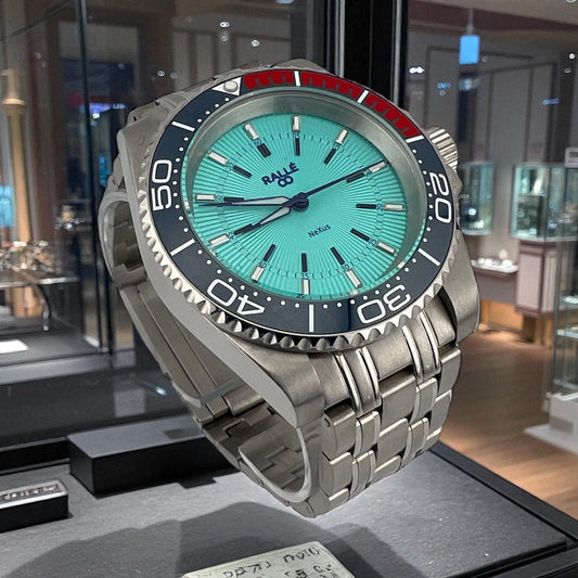 Rallé Nexus Diver's - Sky Blue - Side angle view showing refined craftsmanship and premium detail.