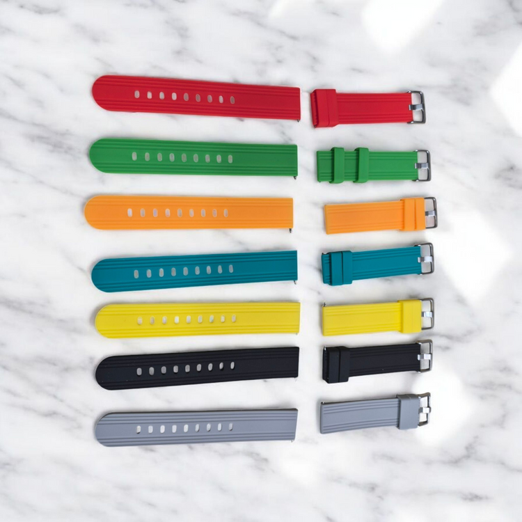 Rallé Silicone Watch Bands 20mm (Buckle Clasp) - Front view showing refined craftsmanship and premium detail.
