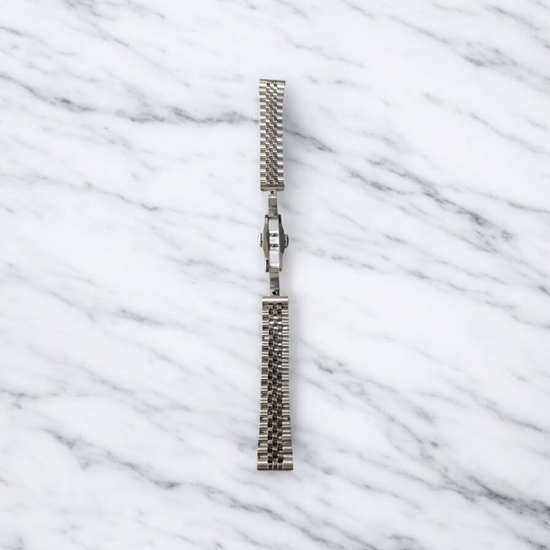 Rallé 19mm Polished Silver Stainless Steel Jubilee Band - Side view showing refined craftsmanship and premium detail.