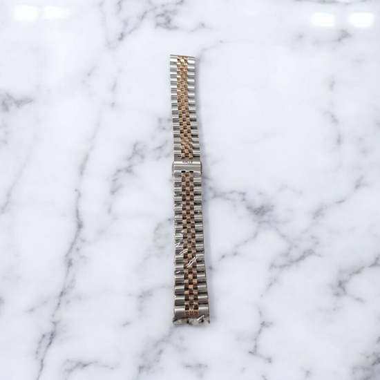 Rallé 20mm Stainless steel Brushed and Rose Gold Jubilee Bracelet - Front view showing refined craftsmanship and premium detail.