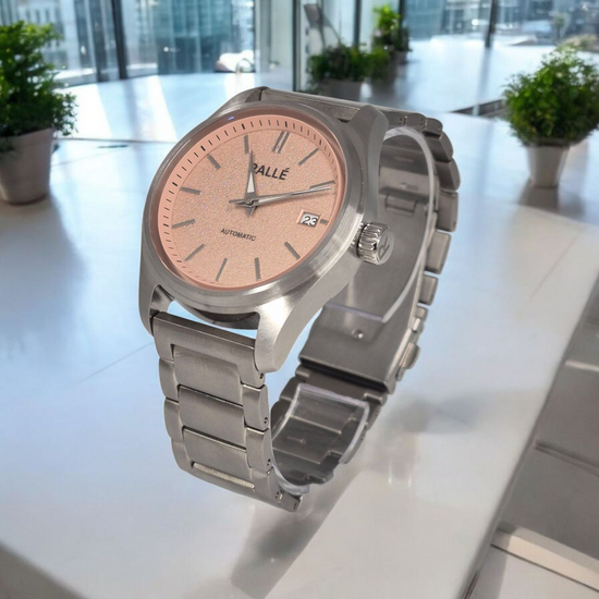Rallé Solara Watch - Clasp detail showing premium stainless steel case and dial details.