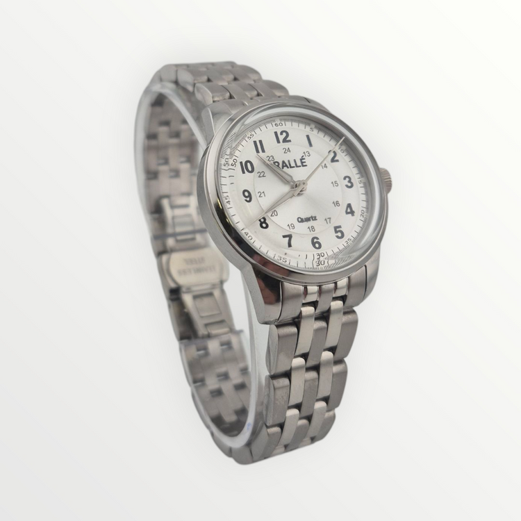 Rallé FULL CIRCLE - SILVER (LADIES) Watch - Strap detail showing premium stainless steel case and dial details.