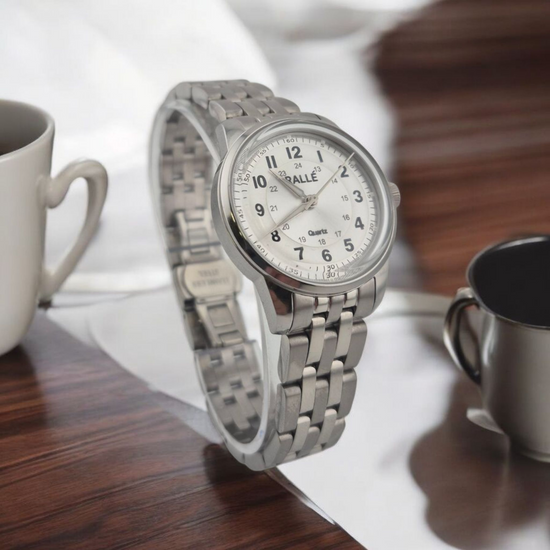 Rallé FULL CIRCLE - SILVER (LADIES) Watch - Profile view showing premium stainless steel case and dial details.
