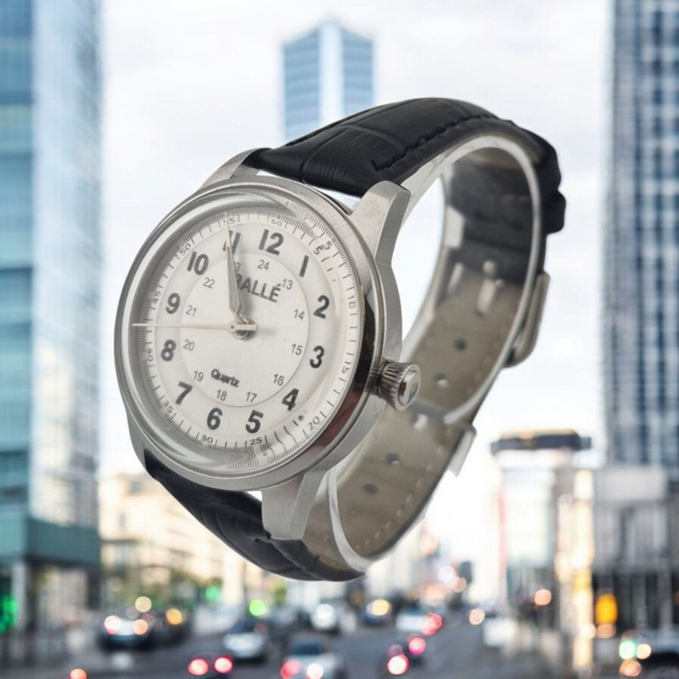 Rallé FULL CIRCLE - SILVER (LADIES) Watch - Angle view showing premium stainless steel case and dial details.