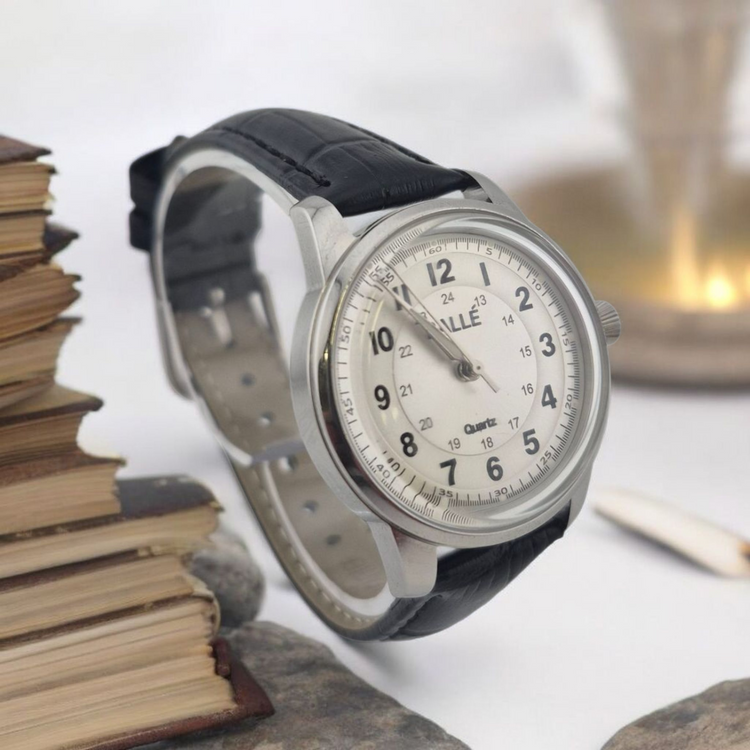 Rallé FULL CIRCLE - SILVER (LADIES) Watch - Crown detail showing premium stainless steel case and dial details.