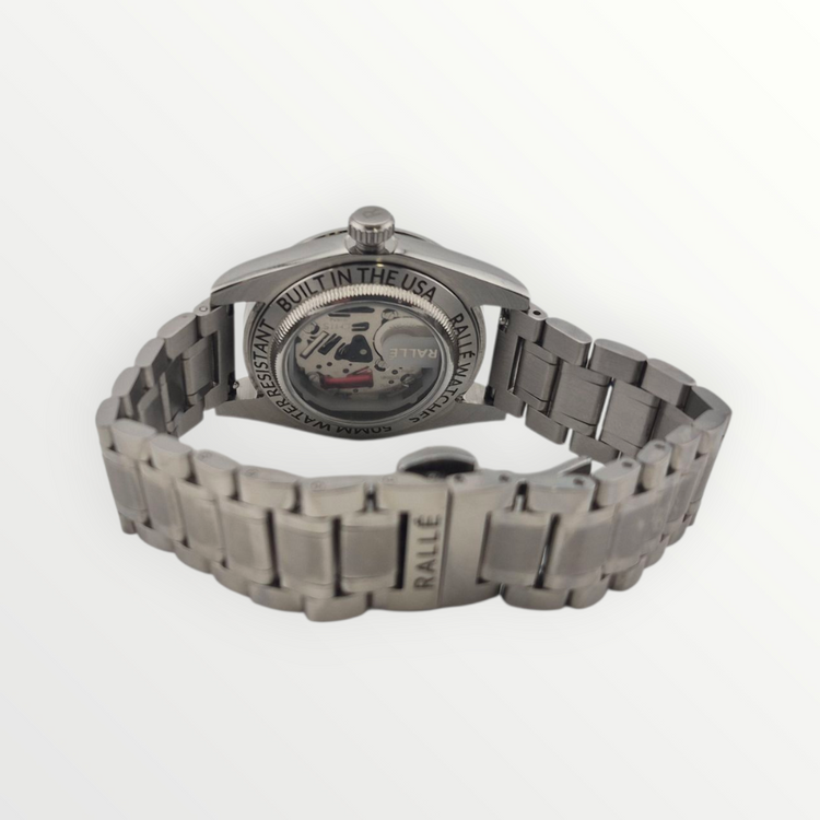 Rallé FULL CIRCLE - SILVER Watch - Case back view showing premium stainless steel case and dial details.