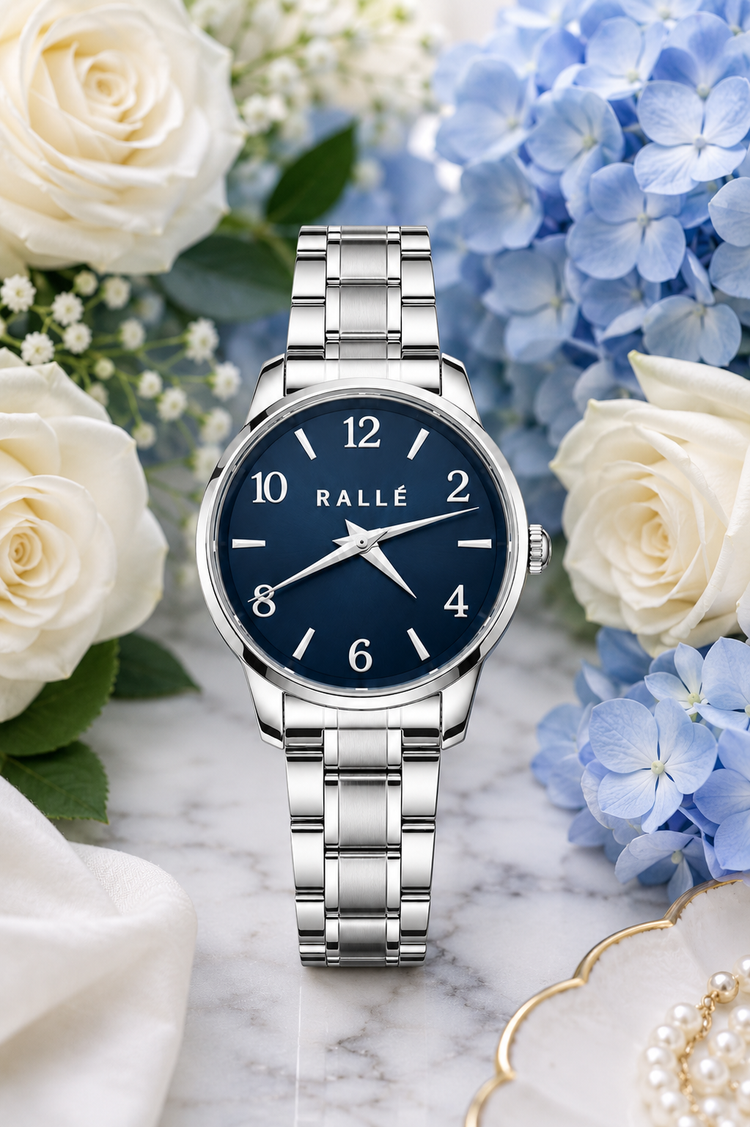 Rallé RALLÉ Meridian Ladies Stainless Steel – Blue Dial - Side angle view showing refined craftsmanship and premium detail.