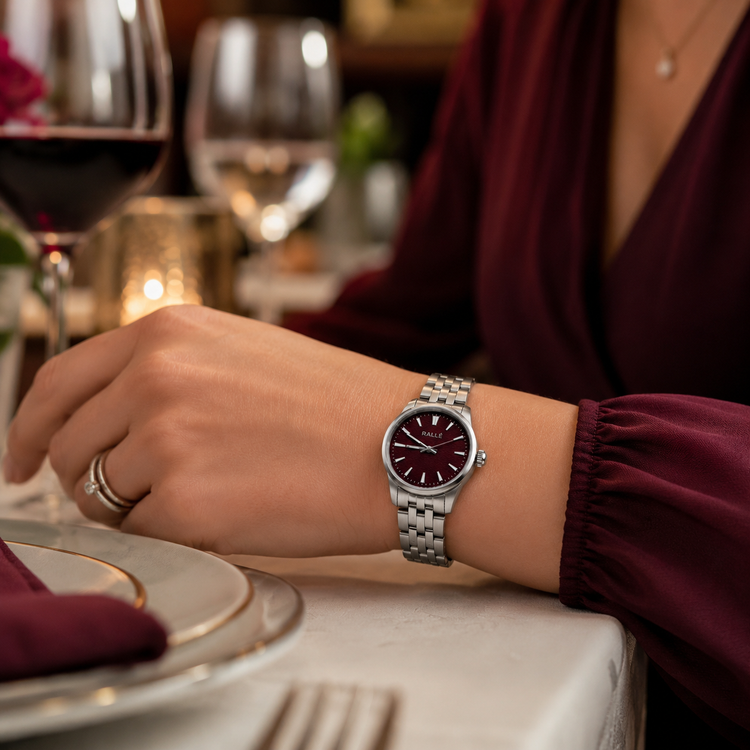 RALLÉ Hawthorne 33mm VH31 Quartz Watch | Maroon Dial Ladies