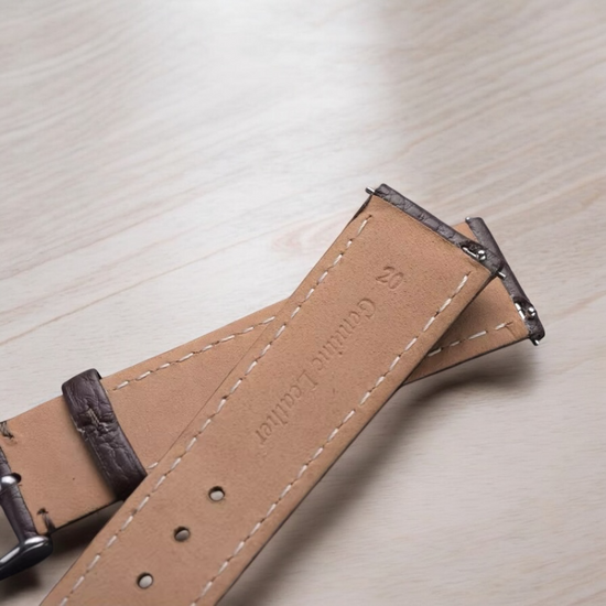 Rallé Watch Leather Band (20mm) - Interior lining view showing refined craftsmanship.