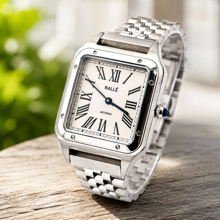 RALLÉ Astoria – Square Roman Numeral Stainless Steel Watch