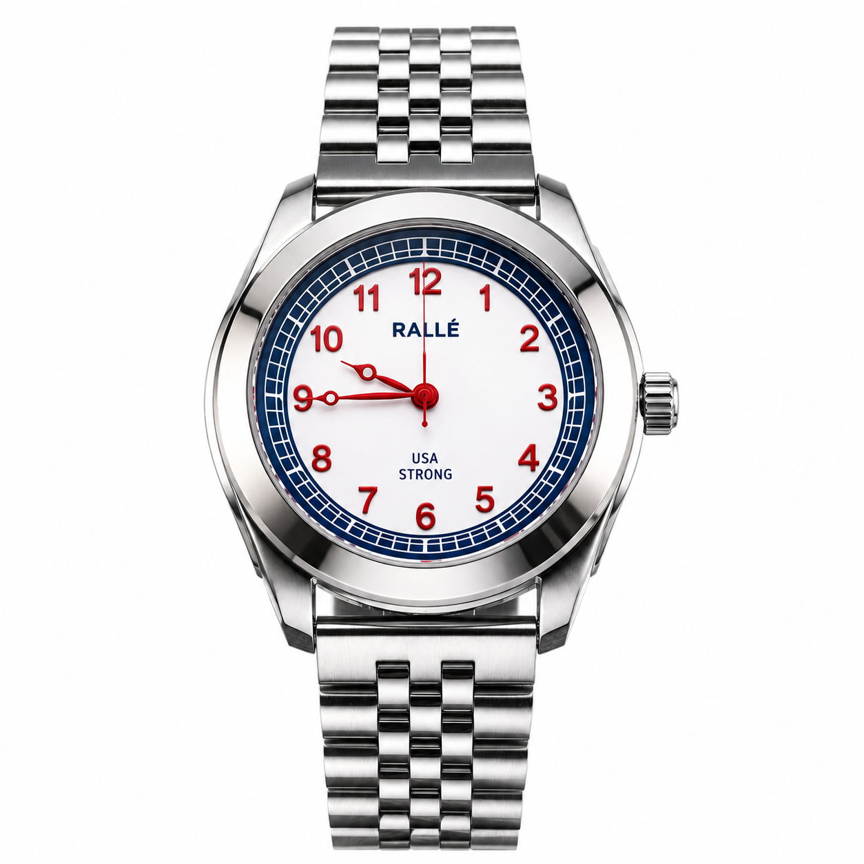 Rallé RALLÉ USA Strong Watch - Front View showing premium stainless steel case and dial details.