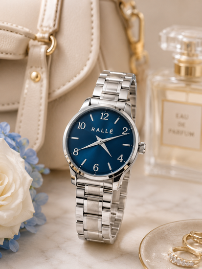 Rallé RALLÉ Meridian Ladies Stainless Steel – Blue Dial - Wrist view showing refined craftsmanship and premium detail.