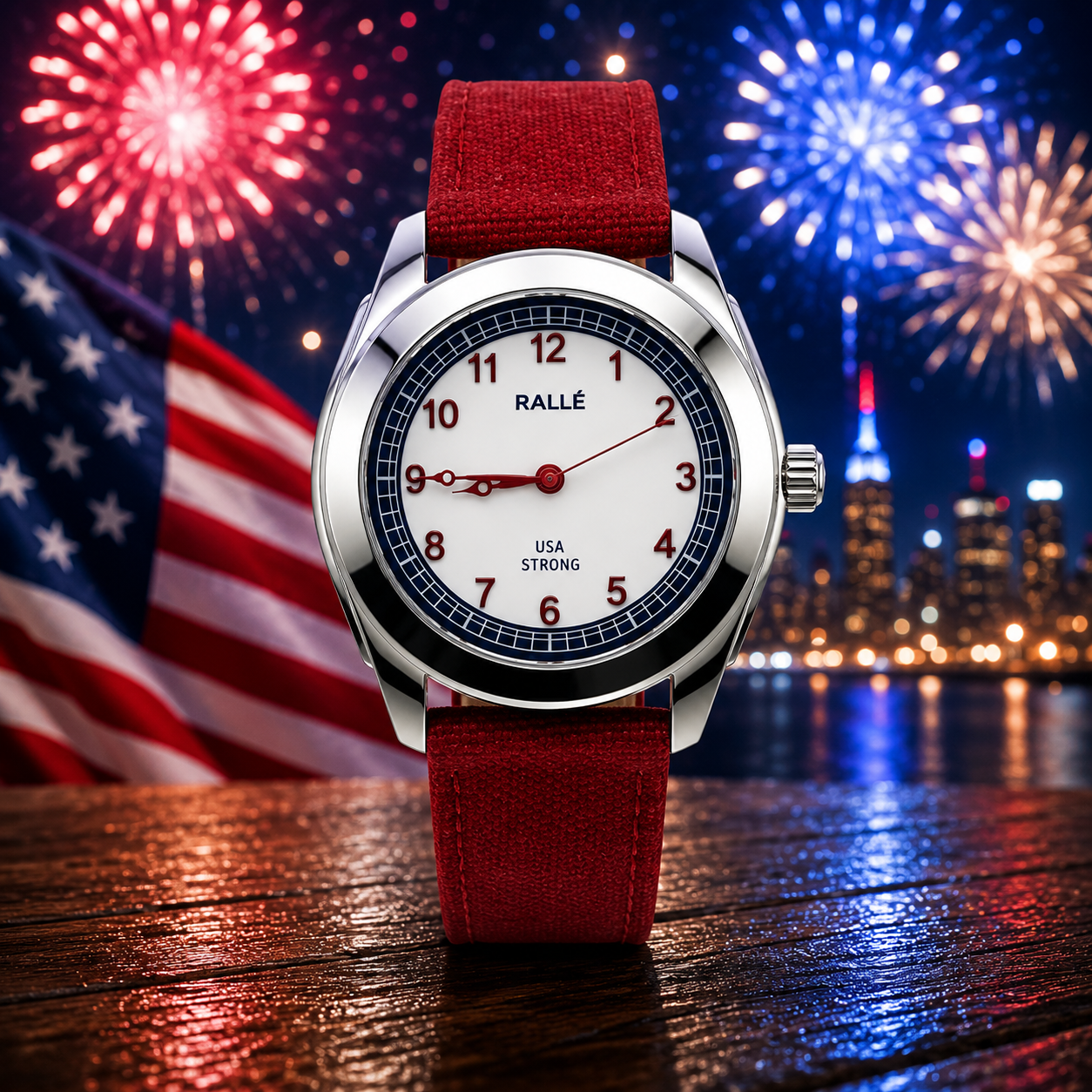 Rallé RALLÉ USA Strong Watch - Side View showing premium stainless steel case and dial details.
