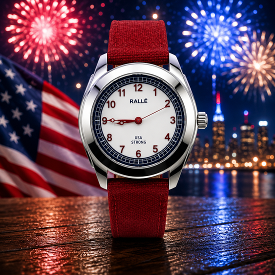 Rallé RALLÉ USA Strong Watch - Side View showing premium stainless steel case and dial details.