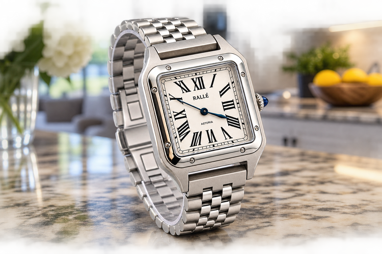 RALLÉ Astoria – Square Roman Numeral Stainless Steel Watch