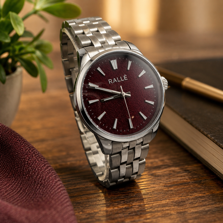 RALLÉ Hawthorne 33mm VH31 Quartz Watch | Maroon Dial Ladies