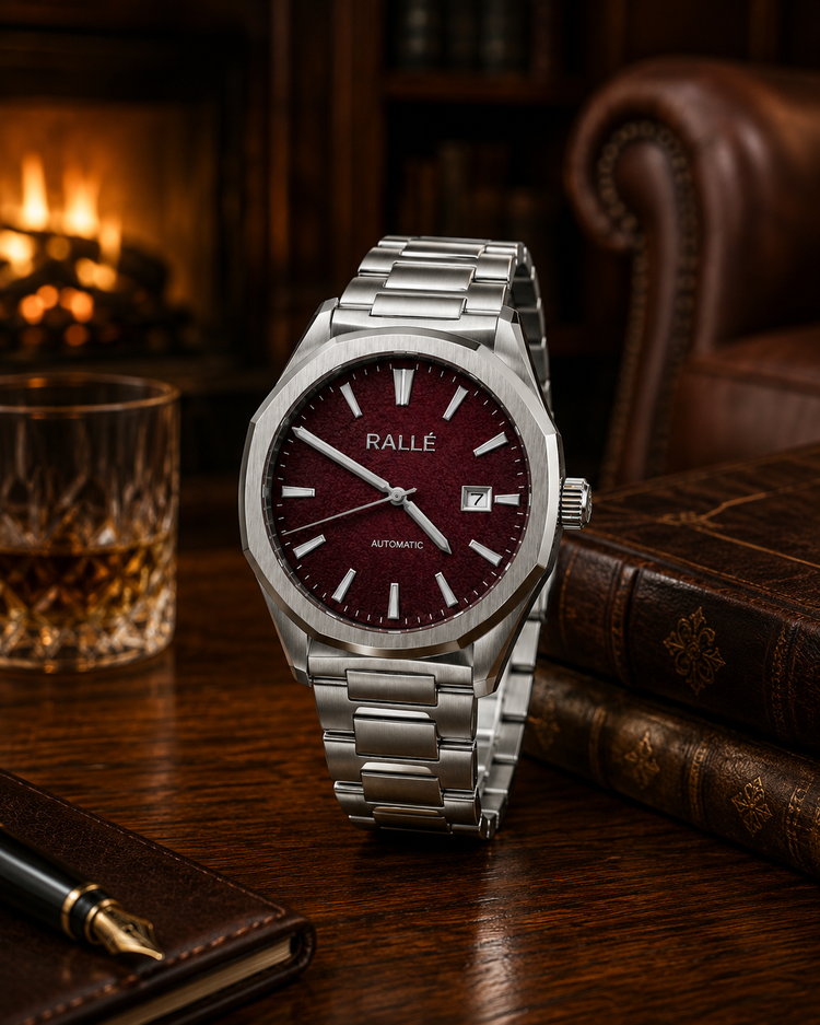RALLÉ Hawthorne Swiss Automatic Watch | SW200 Maroon Dial