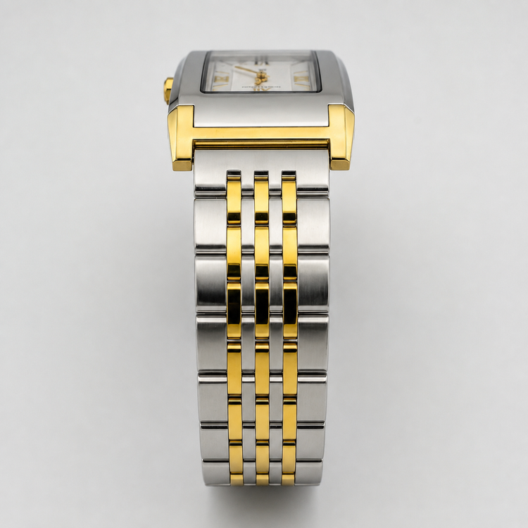 Jacques Lemans 1-1065 — Swiss-Made Two-Tone Tank Watch NOS