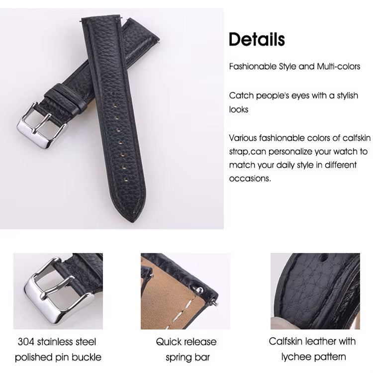 Rallé Watch Leather Band (20mm) - Texture close-up view showing refined craftsmanship.