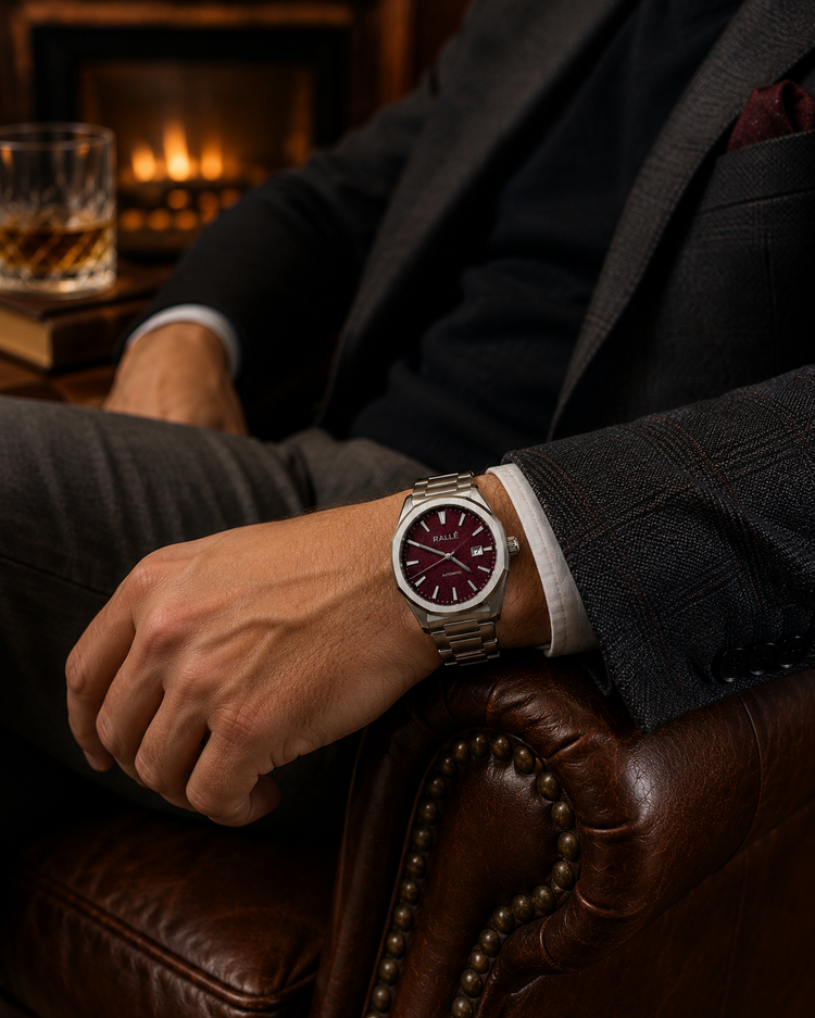 RALLÉ Hawthorne Swiss Automatic Watch | SW200 Maroon Dial