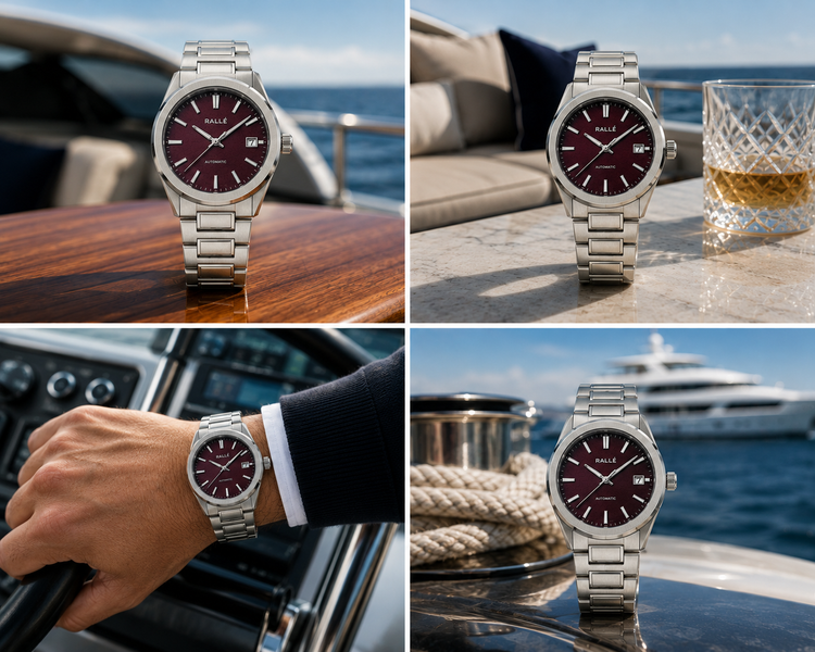 RALLÉ Hawthorne Swiss Automatic Watch | SW200 Maroon Dial