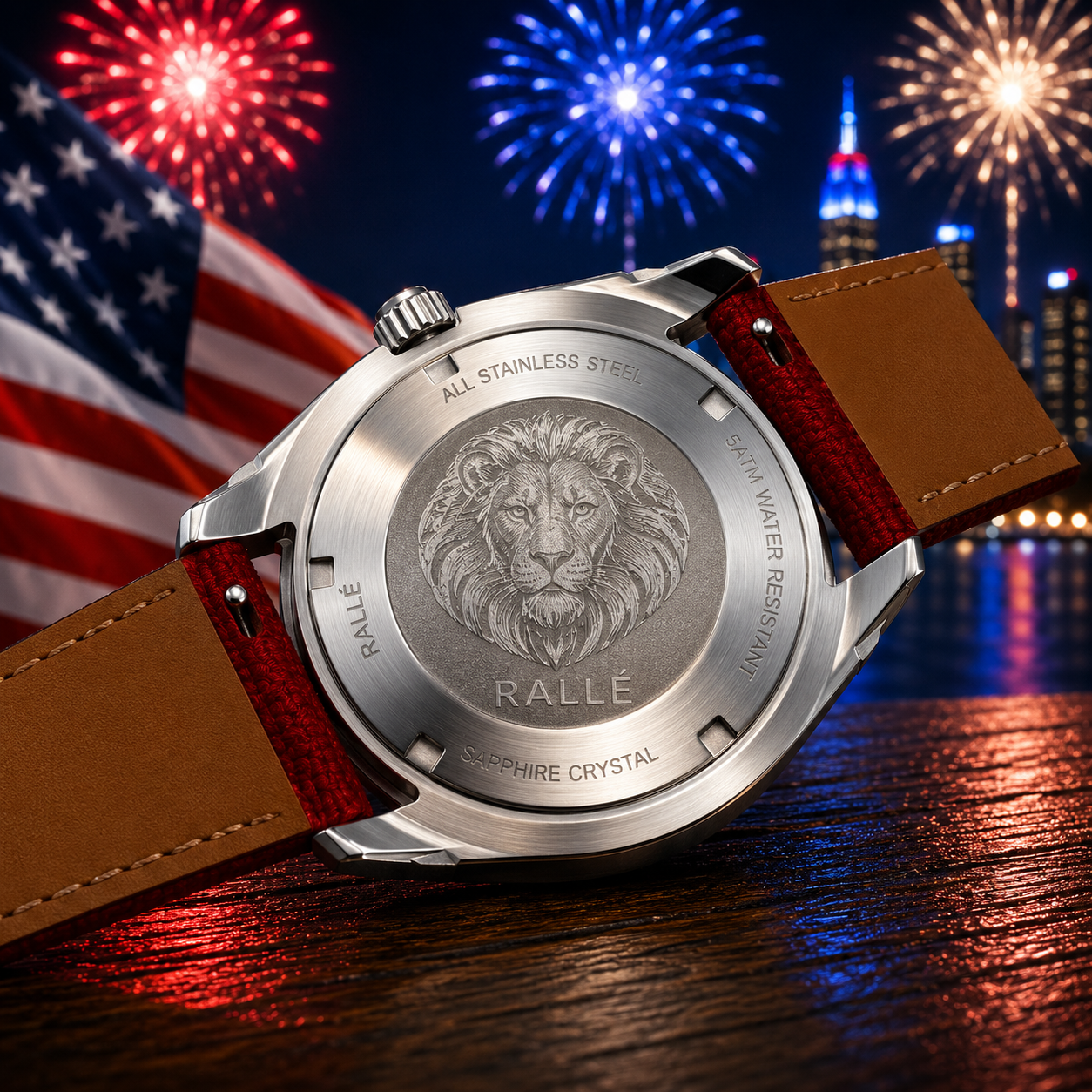 Rallé RALLÉ USA Strong Watch - Crown Side View showing premium stainless steel case and dial details.