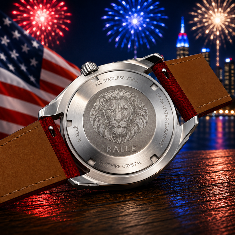 Rallé RALLÉ USA Strong Watch - Crown Side View showing premium stainless steel case and dial details.