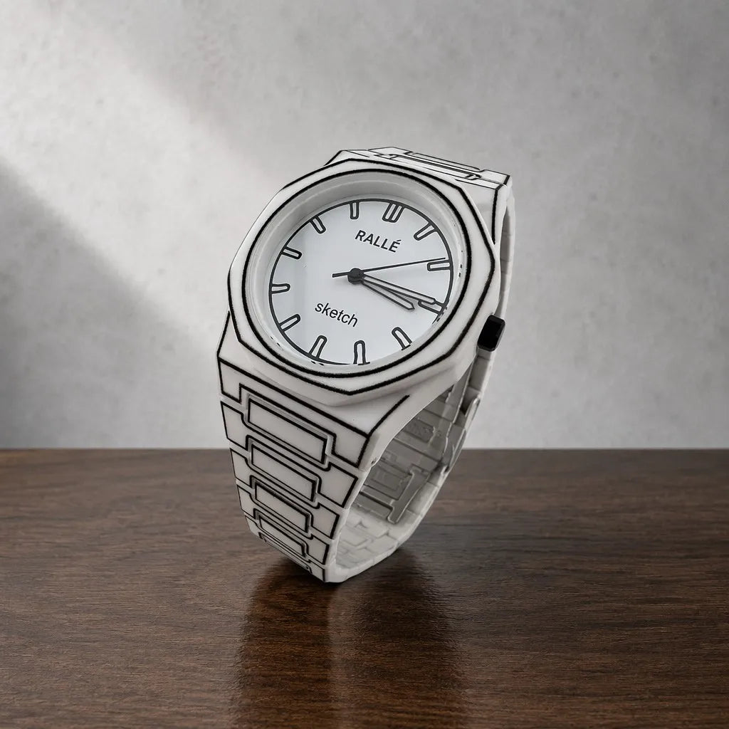 Ralle The Sketch Watch - Front view showing premium stainless steel case and dial details
