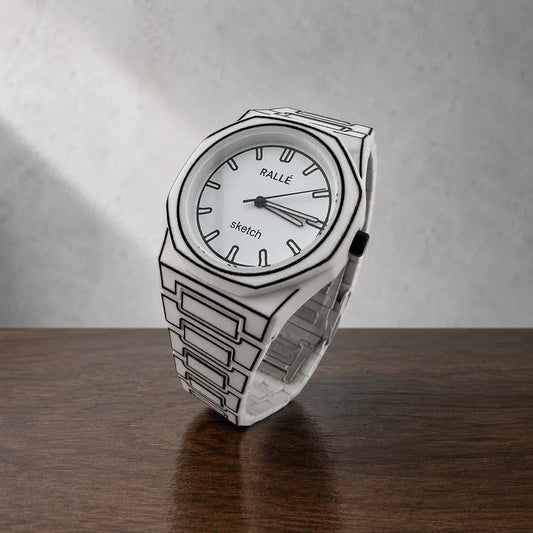 Ralle The Sketch Watch - Front view showing premium stainless steel case and dial details