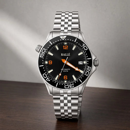 Rallé Rallé Abyss Orange Diver Watch - Front view showing refined craftsmanship and premium detail.