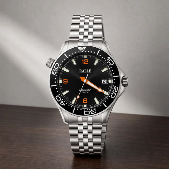 Rallé Rallé Abyss Orange Diver Watch - Front view showing refined craftsmanship and premium detail.
