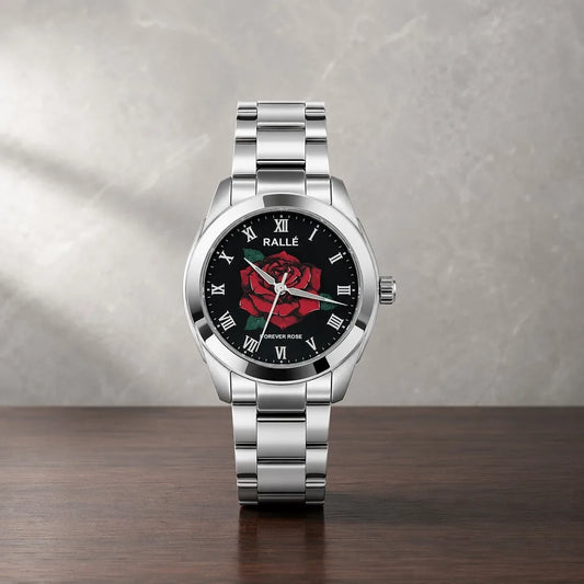 Rallé Forever Rose Watch - Front view showing premium stainless steel case and dial details.