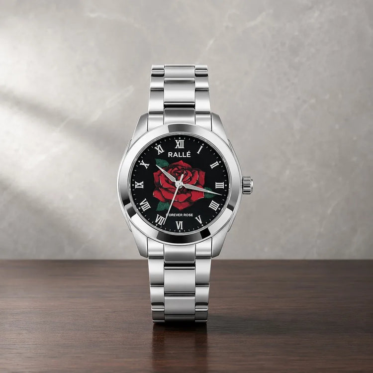 Rallé Forever Rose Watch - Front view showing premium stainless steel case and dial details.