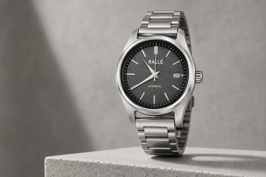 Rallé Solara Watch - Elegant studio shot showing refined watch design and precision detail.