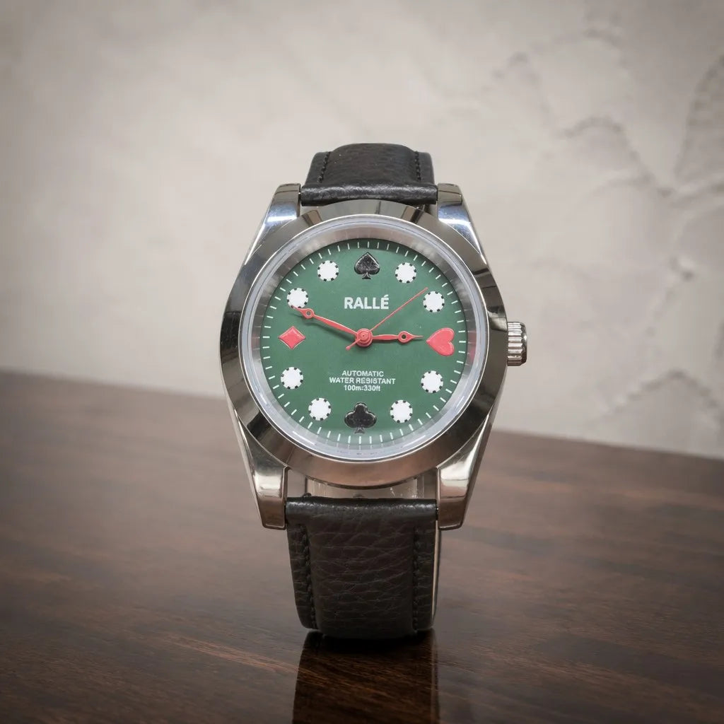 Rallé High Stakes Watch - Premium front view in a minimalist luxury studio setting.