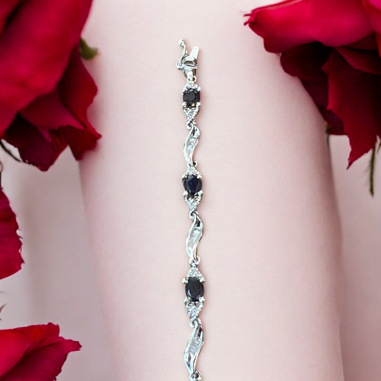 Rallé Sapphire & Diamond Baguette Bracelet - Alternate angle view highlighting gemstone brilliance and refined craftsmanship.