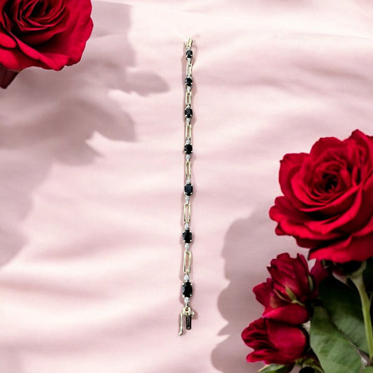 Elegant 7.25" Onyx Diamond Bracelet